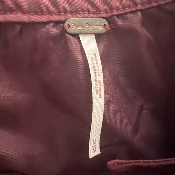 Free People Women's Burgundy Midnight Bomber Jacket Zipper Front Pockets Medium - Picture 3 of 3